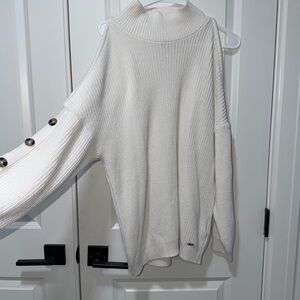 Guess White Cold Shoulder Sweater Size M